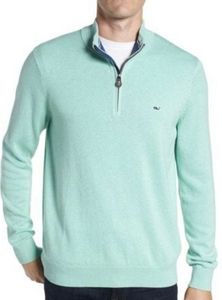 Mens Vineyard Vines Blue Green Color 1/4 Zip Sweater Size Medium